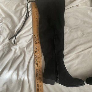 Black faux suede boots